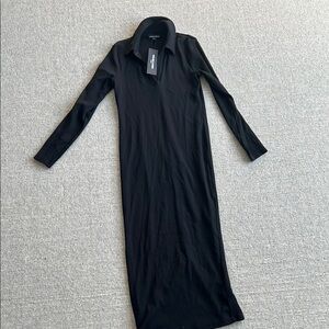 Veronica Beard Black Long Sleeve Polo Collar Sheath Dress